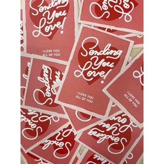 Thiệp hồng sending you love size 6,5x10cm