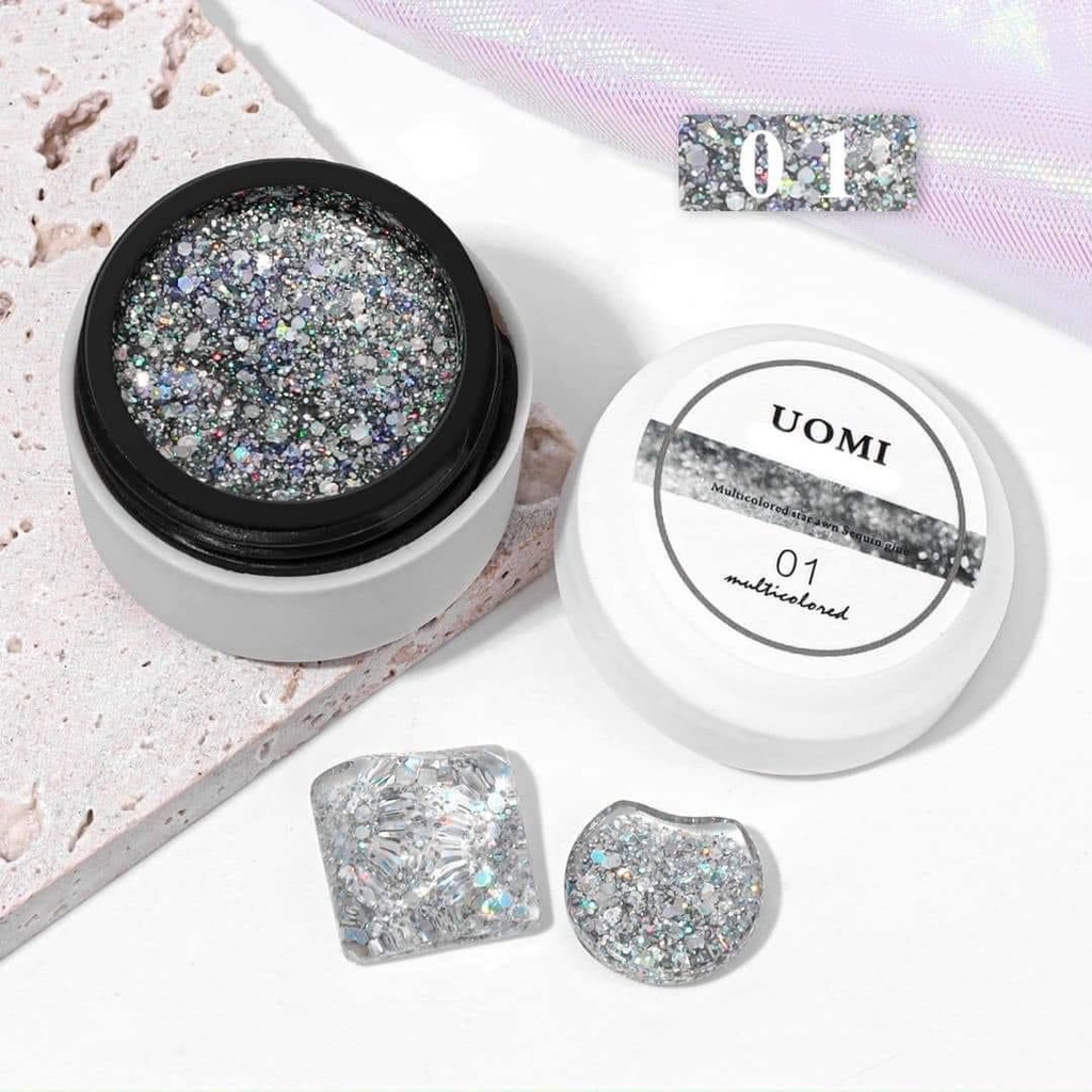 Gel vẽ nhủ pháo hoa Uomi vàng, bạc - nhủ siêu hot sang chảnh - Sushi nail mi