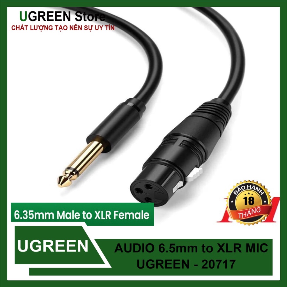 Dây Audio 6.5mm to XLR Microphone UGREEN 20717 Cao Cấp