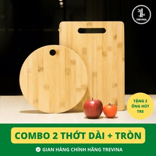 Thớt tre trevina - combo thớt tre tròn + dài . không tạo mùn