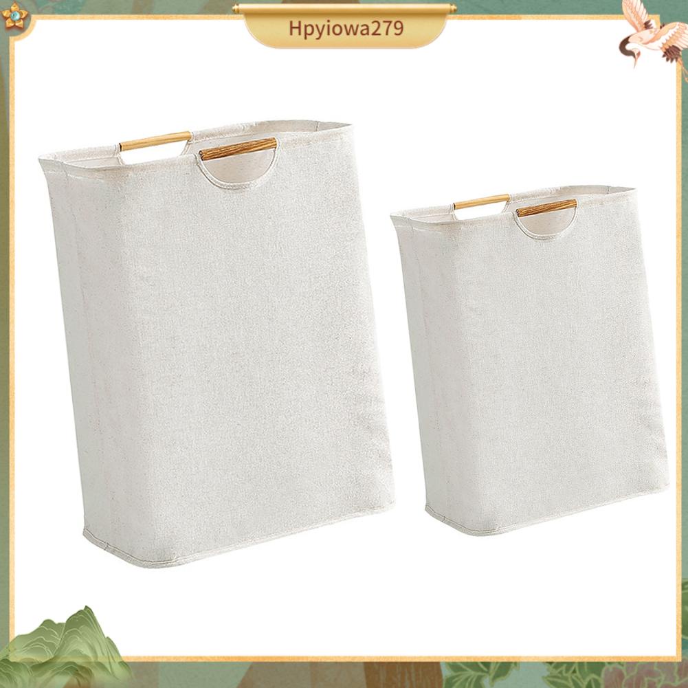 Giỏ Đựng Đồ Giặt Cỡ Lớn Chống Thấm Nước Với Tay Cầm Bằng Gỗ Tiện Dụng Cho Gia Đình