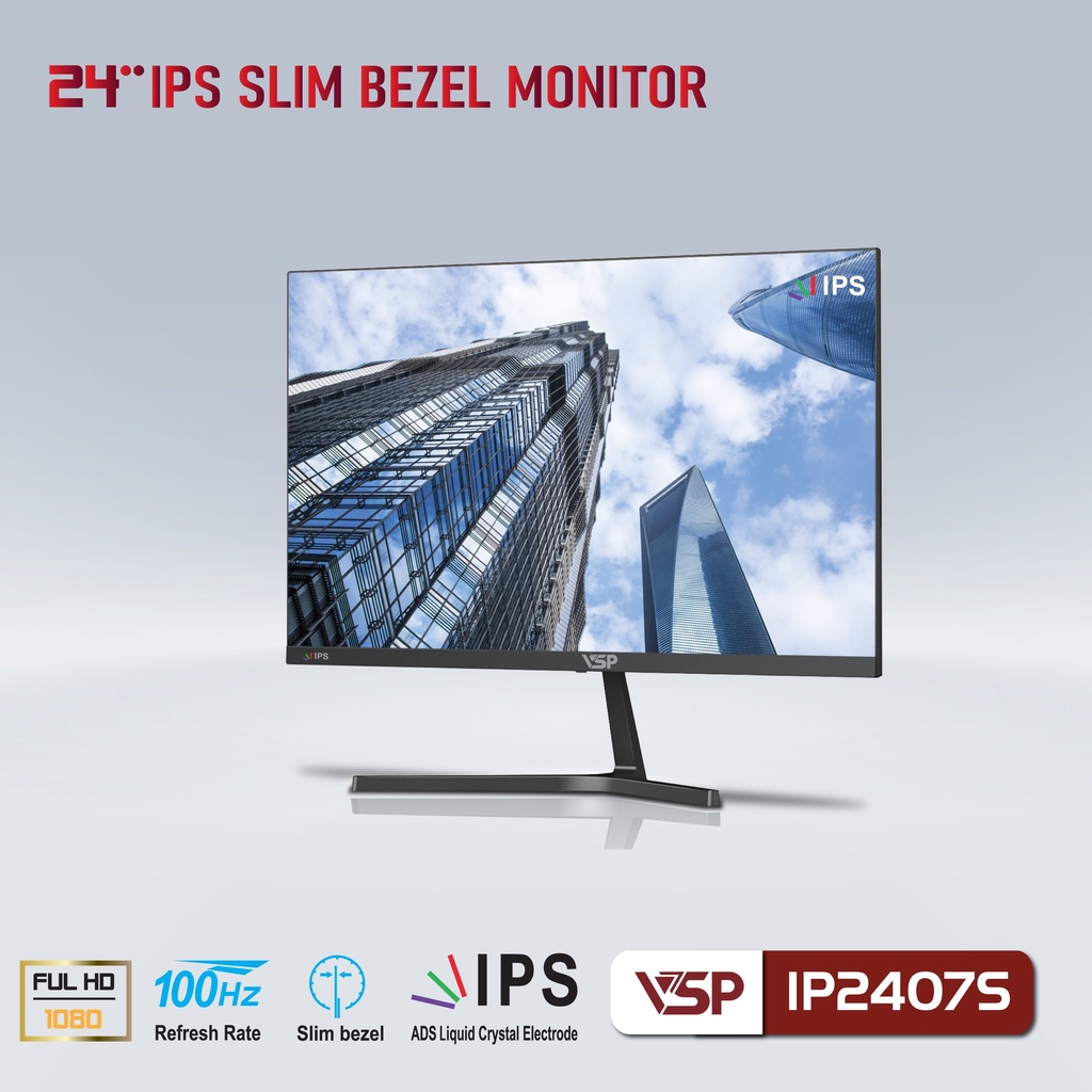 Màn hình VSP IP2407S 24inch (23.8" IPS FHD 100Hz, HDMI+VGA+Audio 3.5) - Hàng chính hãng | BigBuy360 - bigbuy360.vn