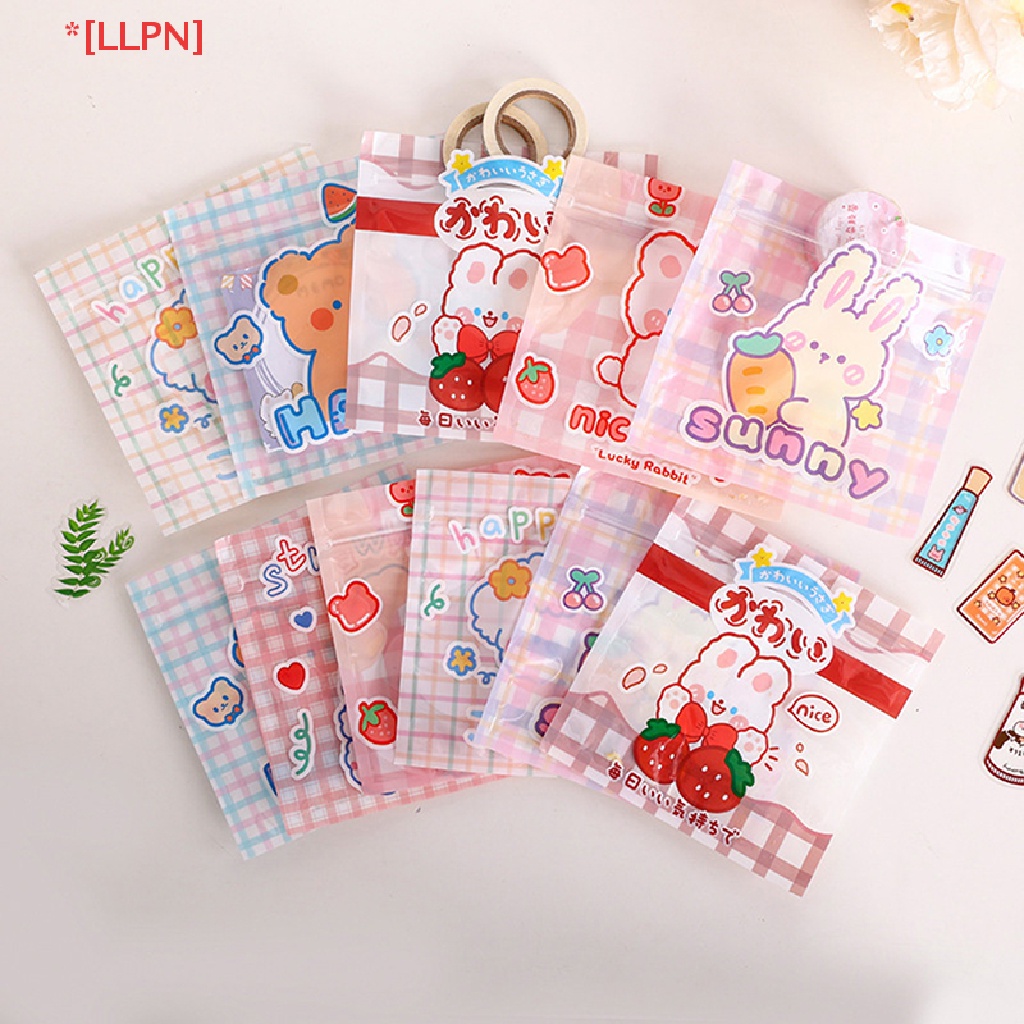 Set 10 Túi Đựng Bánh Kẹo Có Khóa Kéo Họa Tiết Hoạt Hình Dễ Thương