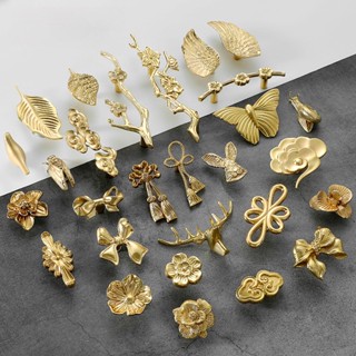 Tay Nắm Ngăn Kéo Tủ Bằng Đồng Thau Hình Bướm / Ốc Sên Màu Vàng Kim