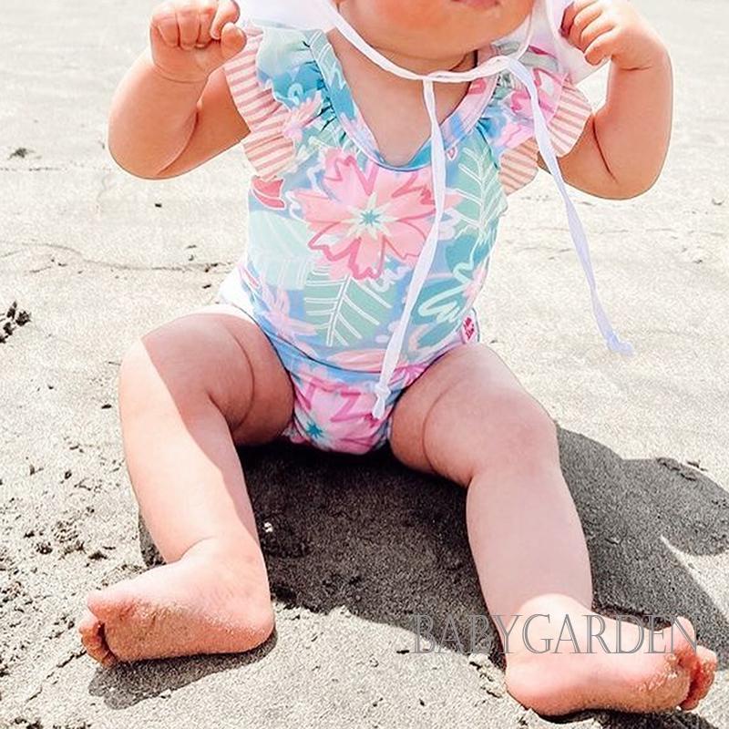 Bộ Đồ Bơi Một Mảnh Tay Bay Họa Tiết Hoa Xinh Xắn Cho Bé Gái