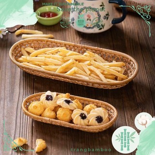 Khay mây đan thưa đựng đồ ăn, bánh mỳ, lót cốc, giỏ mây mini lưu trữ giỏ trái cây và bánh kẹo trang trí bữa tiệc tối, ca