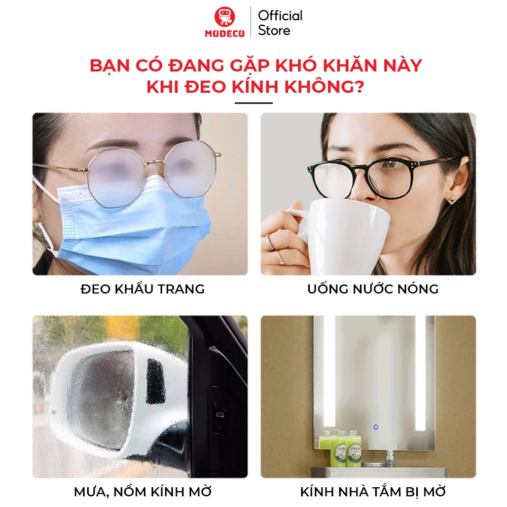 Khăn Lau Kinh Nano Modeco Chống Bám Hơi Nước, Lau Sạch Bụi Bẩn, Khử Khuẩn, Chống Nhờn Trên Mặt Kính - Hộp 100 Khăn