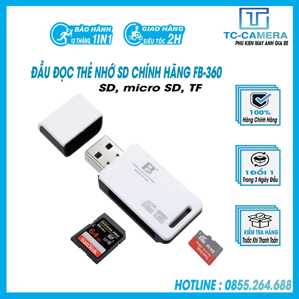 Đầu Đọc Thẻ Nhớ SD Chính Hãng FB-360 (Bảo Hành 12 Tháng)