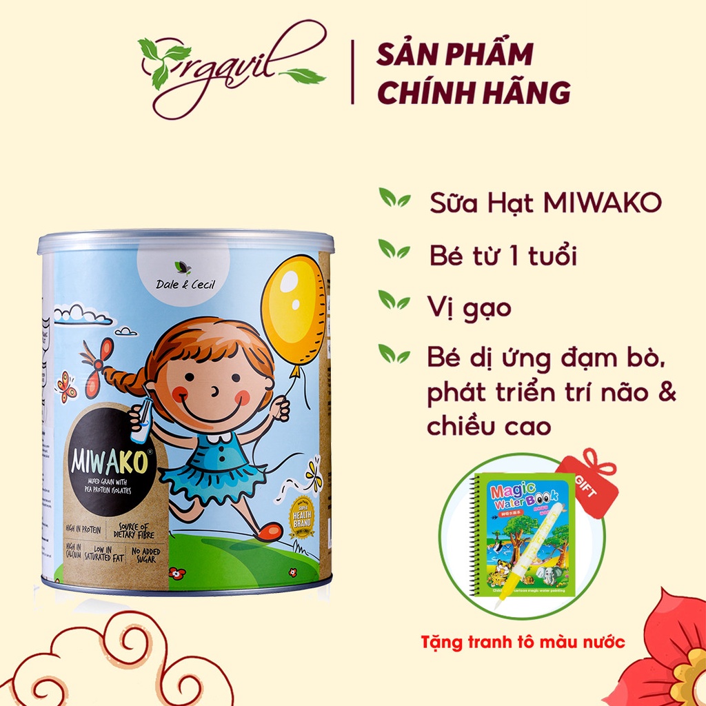 Sữa hạt Miwako vị gạo hộp 700g - Sữa hạt Miwako vị gạo cho bé dị ứng đạm sữa bò, sữa vị nhạt dễ uống - Orgavil