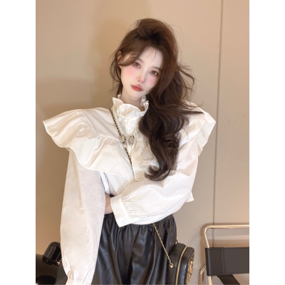 Áo Sơ Mi Tay Dài Rộng Cổ Thắt Dây Eo Cao Phong Cách Mới Dành Cho Nữ