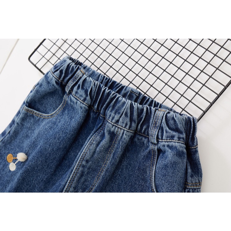 YAOEENH Quần Jeans Dài 100-160cm Thời Trang Cho Bé Gái