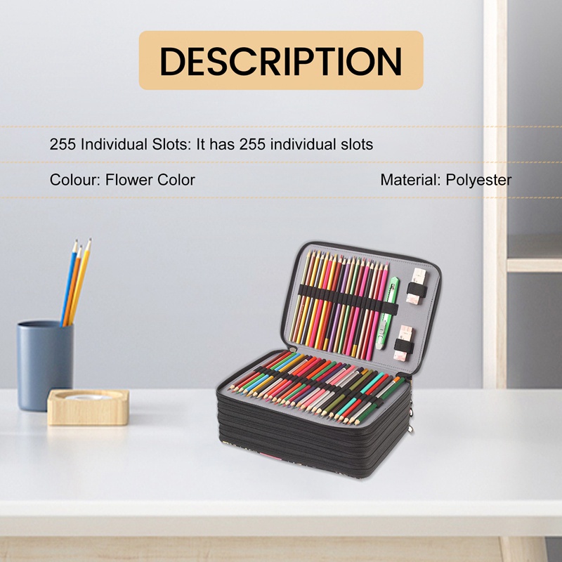 Túi Đựng Bút Chì Màu 250 Ngăn Sức Chứa Lớn Có Khóa Kéo Cho Học Sinh / Họa Sĩ
