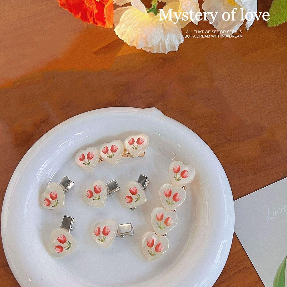 Kẹp Tóc Hình Hoa Tulip Trái Tim Ngọt Ngào Dễ Thương Cho Nữ