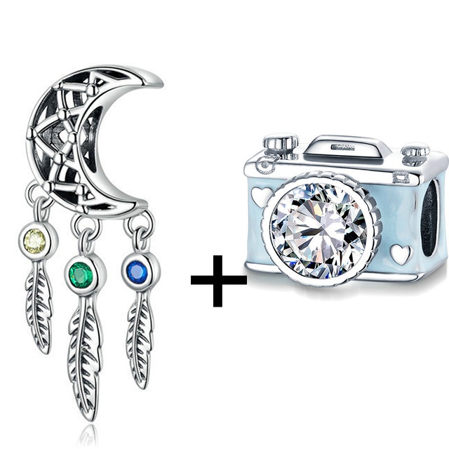 Hạt Charm Mạ Bạc Hình Máy Ảnh Chân Chị Em Dùng Làm Vòng Tay / Dây Chuyền DIY