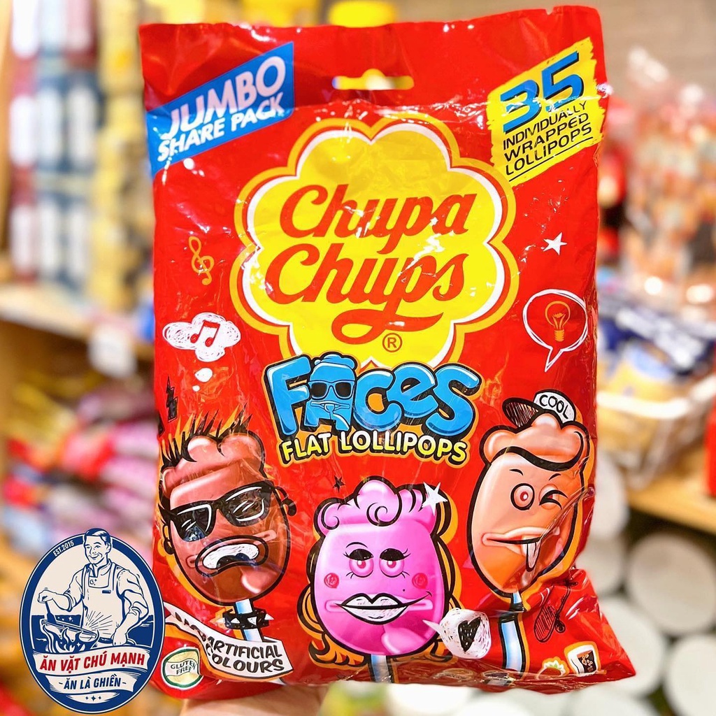 Kẹo Mút Chupa Chups Face Úc Gói 210g ( 35 que )