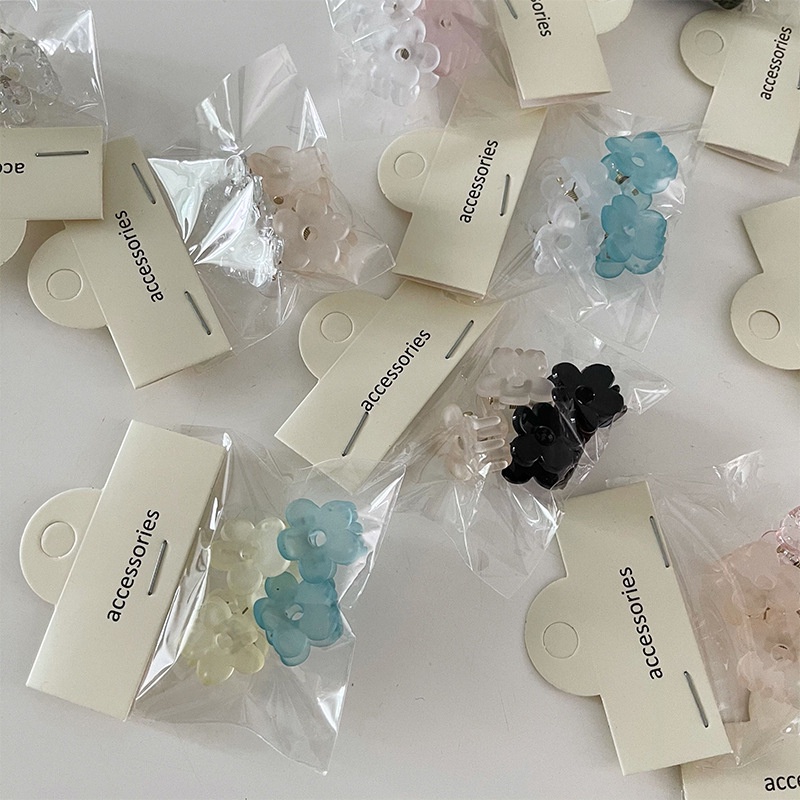 Bộ 4 Kẹp Tóc mini Hình Hoa Trong Suốt Phong Cách Hàn Quốc
