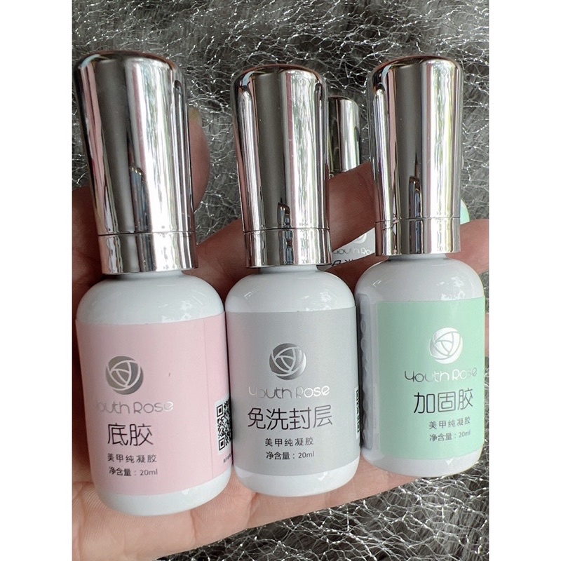 Sơn gel base top hoa hồng chính hãng 20ml,Bộ 3 base top hoa hồng chính hãng 20ml