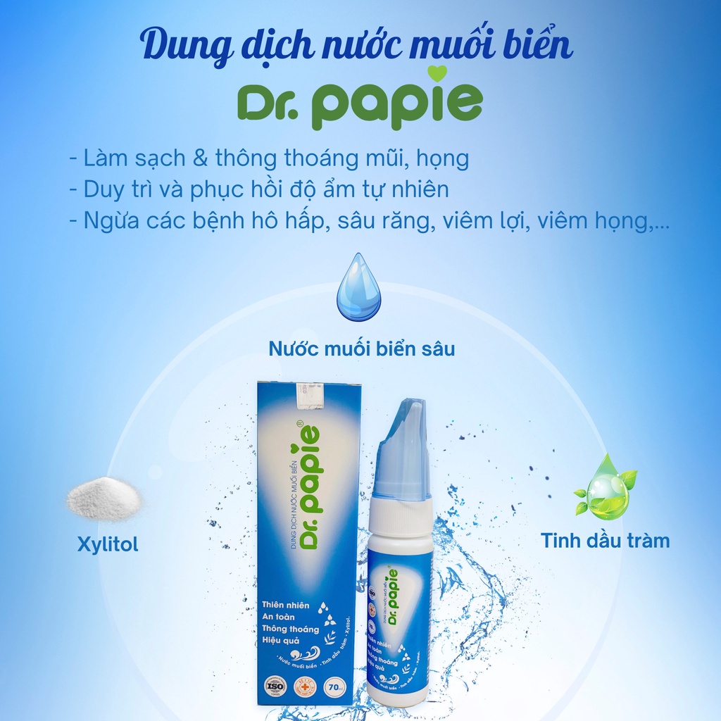 Xịt Mũi Nước Muối Biển Sâu Dr.Papie Chai 70ml