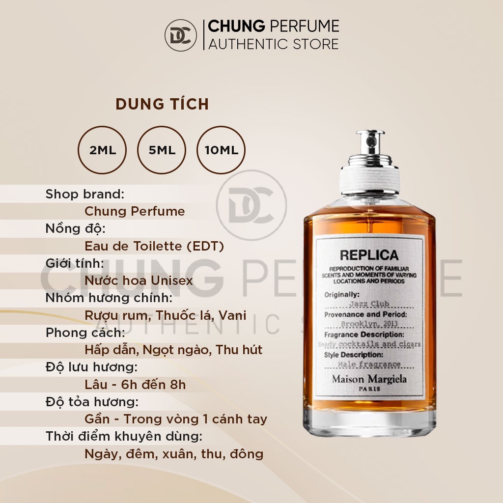 Nước hoa Unisex Replica Jazz Club mẫu thử 2ml 5ml 10ml