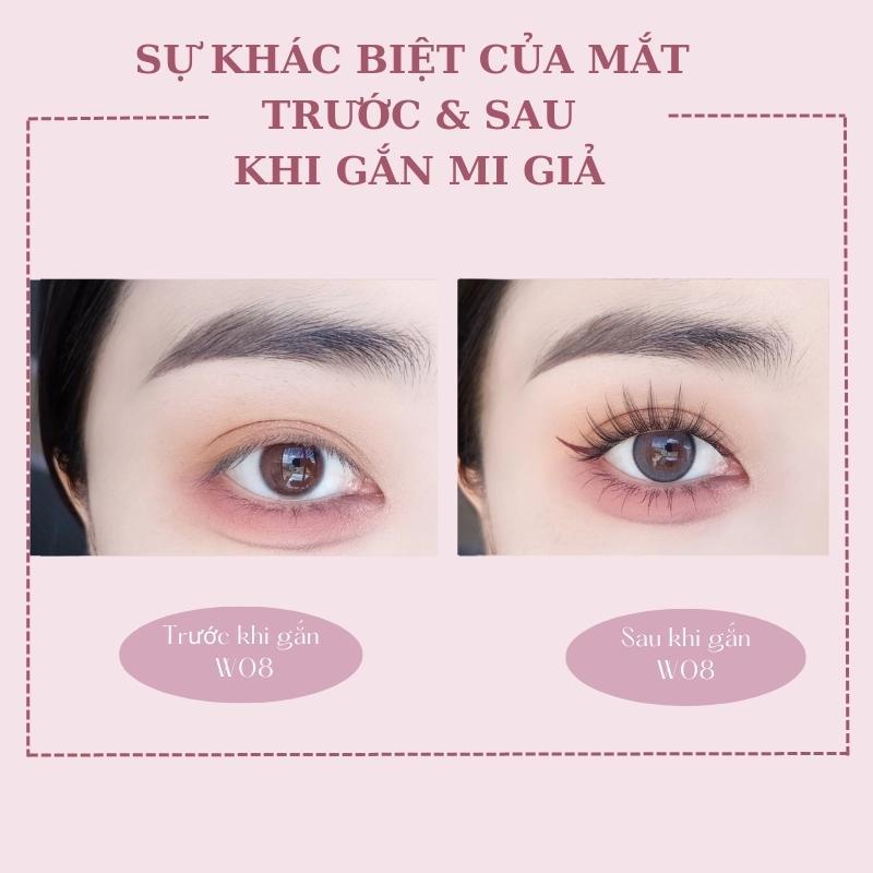 Lông Mi Giả, Mi nối, Lông Mi Tách Sợi , Mi Chùm W08 Kiểu Dáng Chữ A Phong Cách Chữ V, Tự Nhiên Tự Nối Tại Nhà 3 Dòng