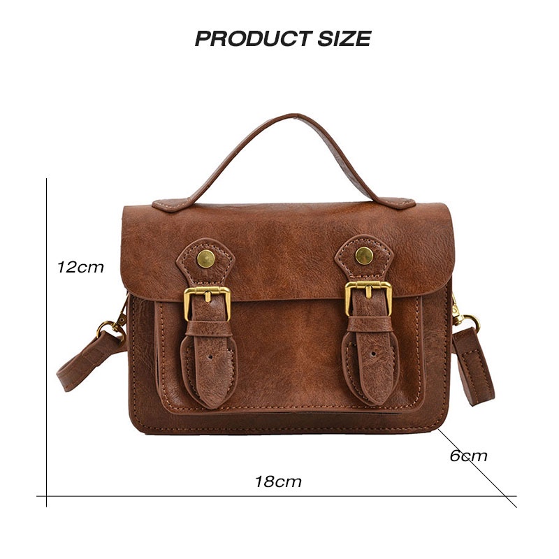 Mischa Túi Đeo Chéo Da PU Dáng Vuông Nhỏ Phối Màu Tương Phản Kiểu retro Dễ Phối Đồ