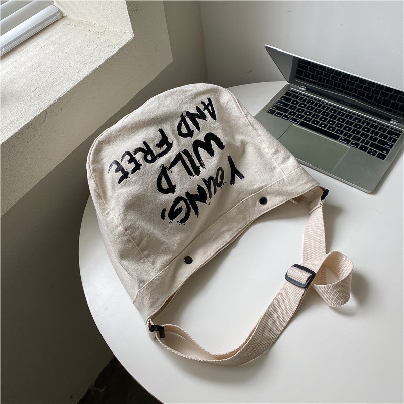 Túi Đeo Chéo Đeo Vải  Canvas Thời Trang Ulzzang Đựng Đồ Đi Phong Cách Hàn Quốc Giá Rẻ Wild - OPTUSBALO