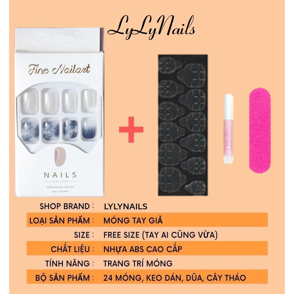 Móng giả Lyly PD01 bộ 24 móng tay giả rẻ thiết kế đẹp thời trang móng úp nailbox