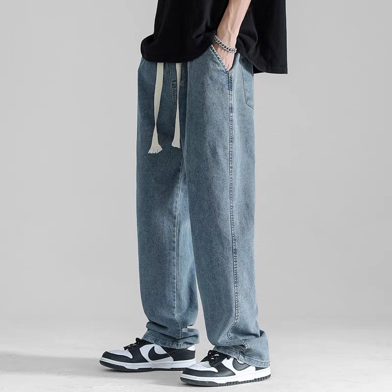 Aokang Quần Jean Cắt Xén Màu Xanh Đậm Với Lưng Thun