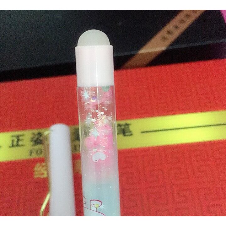 Bút máy tẩy/xóa được mẫu kim tuyến cute, ngòi kim tinh mài - bút có sẵn ống mực.Linzstore89