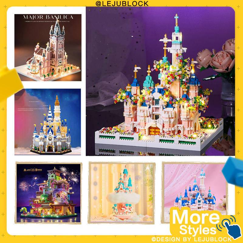 【LEJUBLOCK】khối xây lâu đài màu hồng công viên disneyland khối nanô quà sinh nhật nhà thờ đỏ hagia sophia lâu đài đá thiên nga mới mô hình kiến trúc quà valentine bánh xe đu quay Trò chơi lắp hình quà tặng bạn gái đồ chơi cho trẻ em lego