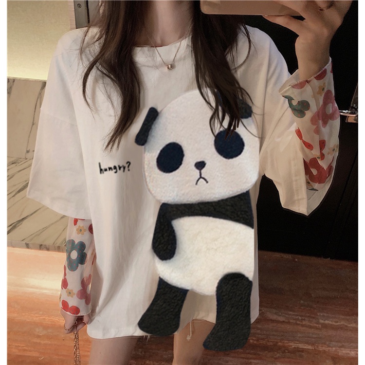 Áo Thun Lửng Tay Ngắn Thêu Họa Tiết Hoạt Hình Thời Trang Mùa Hè Hàn Quốc 2023 Dành Cho Bạn Nữ