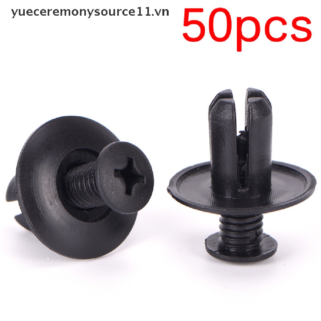 FENDER Set 50 Đinh Tán Nhựa Màu Đen 8mm Chuyên Dụng Cho Xe Hơi