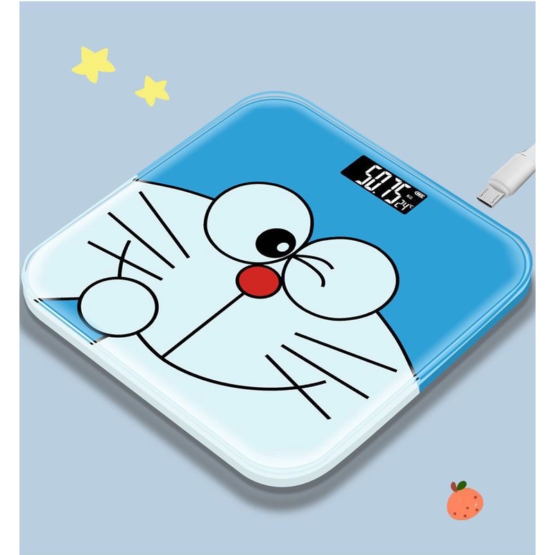 Cân điện tử gia đình trẻ em người lớn màn hình LCD hoạ tiết Doraemon c