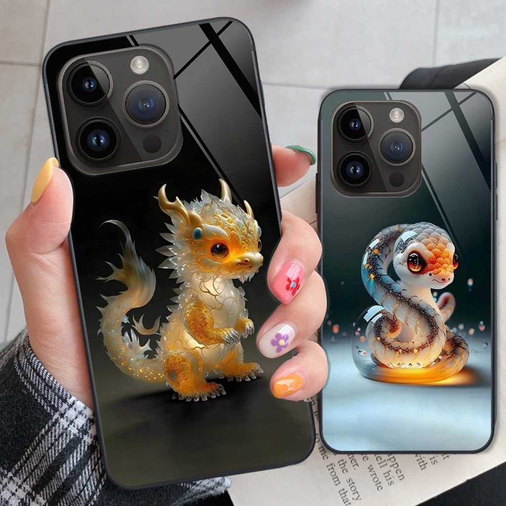 Ốp kính Iphone 14 / 14 PRO / 14 PRO MAX hình 12 con giáp cute dễ thương đẹp lung linh