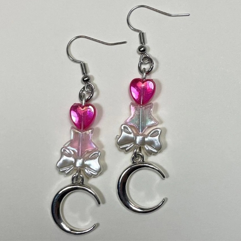 Bông Tai Hình Ngôi Sao / Trái Tim / Nơ Bằng Acrylic Phong Cách Harajuku Dễ Thương Thời Trang Cho Nữ Y2k