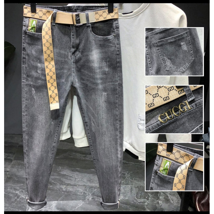 Quần Jean Dài Dáng Ôm Co Giãn Thoải Mái Cá Tính Kiểu Hàn Quốc Cho Nam