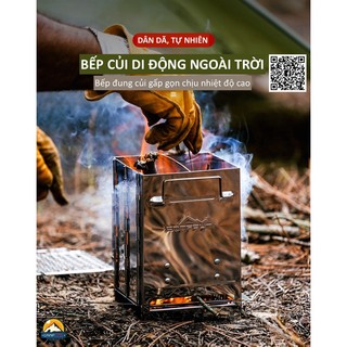 Bếp củi / Bếp lò Inox đun củi than nướng gấp gọn NURGAZ CAMPOUT (Thổ Nhĩ Kỳ) cắm trại dã ngoại