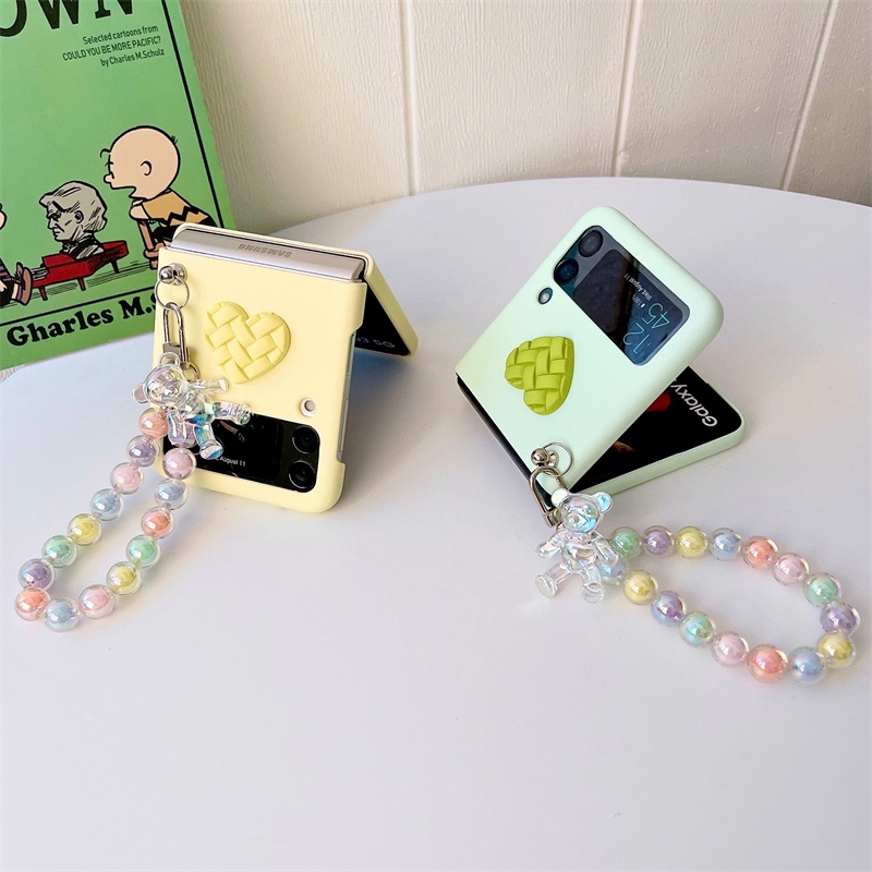 Bao Da Điện Thoại Họa Tiết Trái Tim Dễ Thương Cho samsung galaxy z flip 4g 3 4 5g flip3 flip4 Ốp