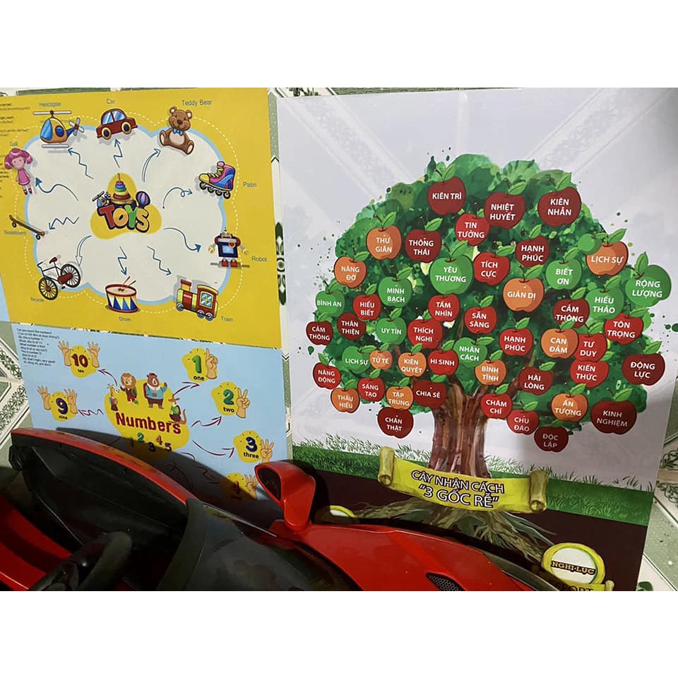Cây táo nhân cách 3 gốc rễ dan tường decal