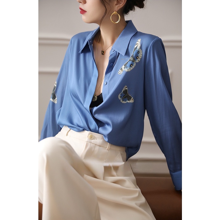 Áo Sơ Mi Lụa Satin Cao Cấp Tay Dài Phong Cách Mới 2023 Cho Nữ