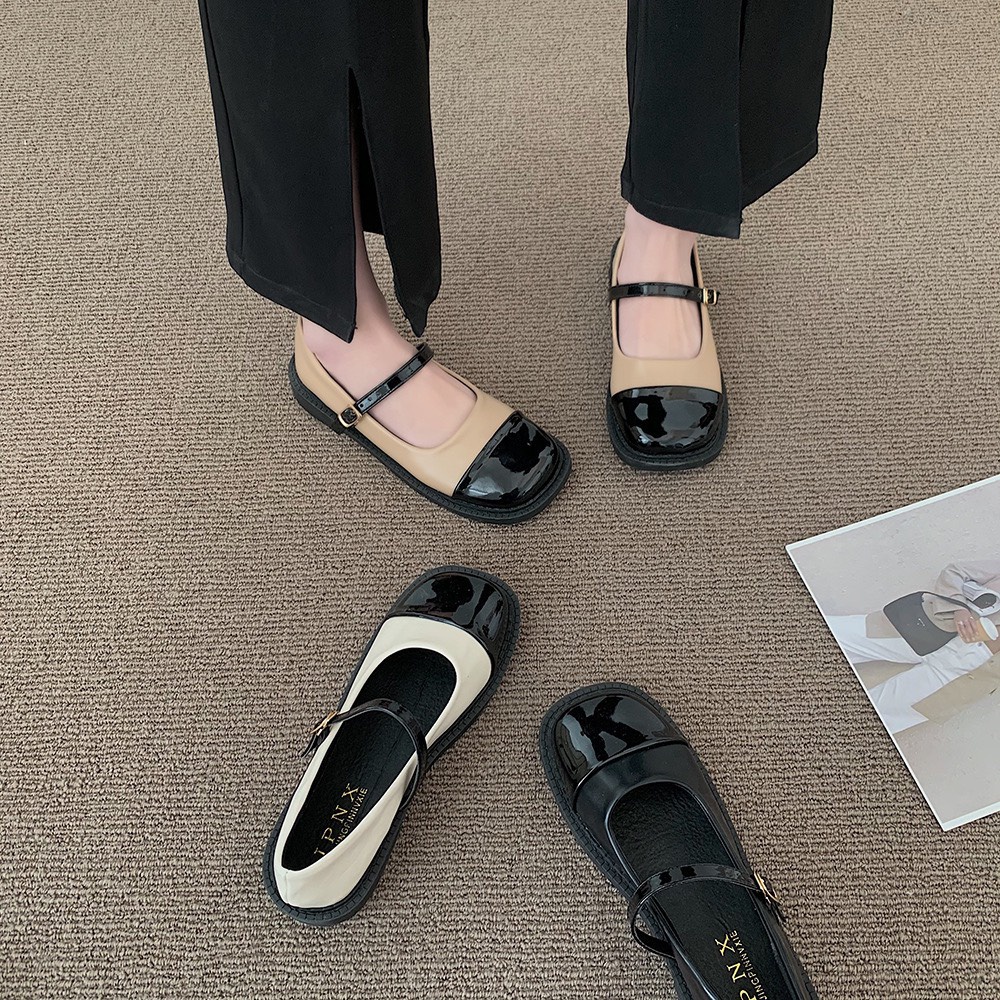 Giày Mary Janes mũi vuông da mềm mã 809