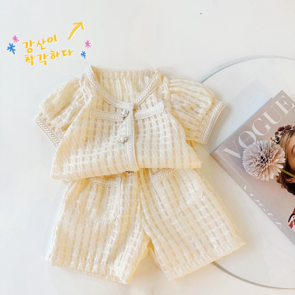 Bộ hè cộc tay chất tơ gân cho bé gái 1-5 tuổi ( mã 0022)