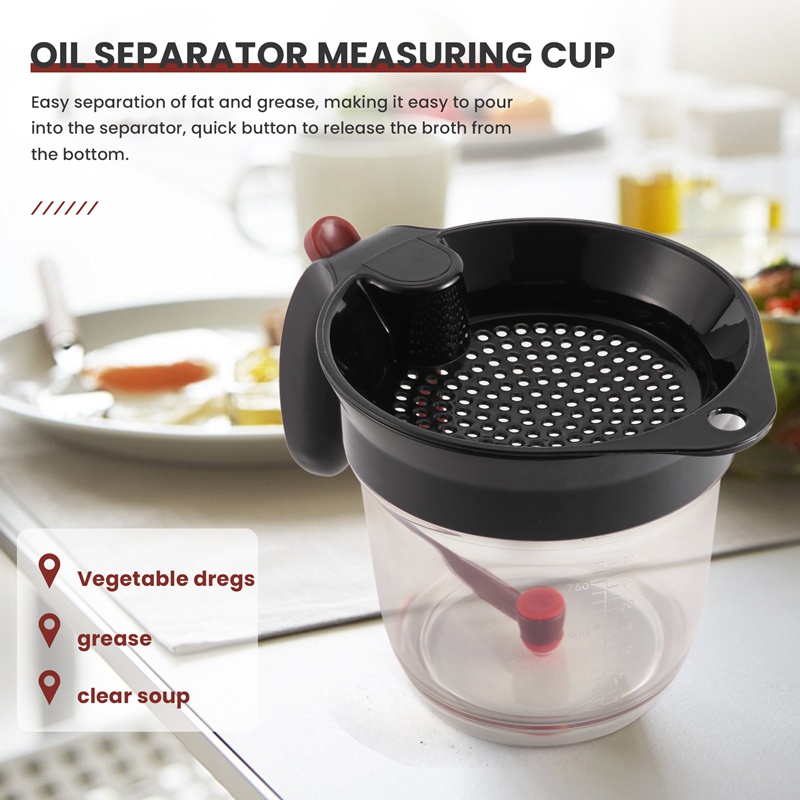 Cốc Đong Tách Dầu 1000ML Kèm Bộ Lọc Thả Đáy Chuyên Dụng Cho Nước Sốt Gravy Và Các Dung Dịch Khác