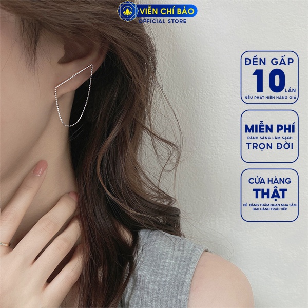 Bông tai dây bi sang chảnh chất liệu bạc Thái 925 thời trang phụ kiện trang sức nữ Viễn Chí Bảo B000247