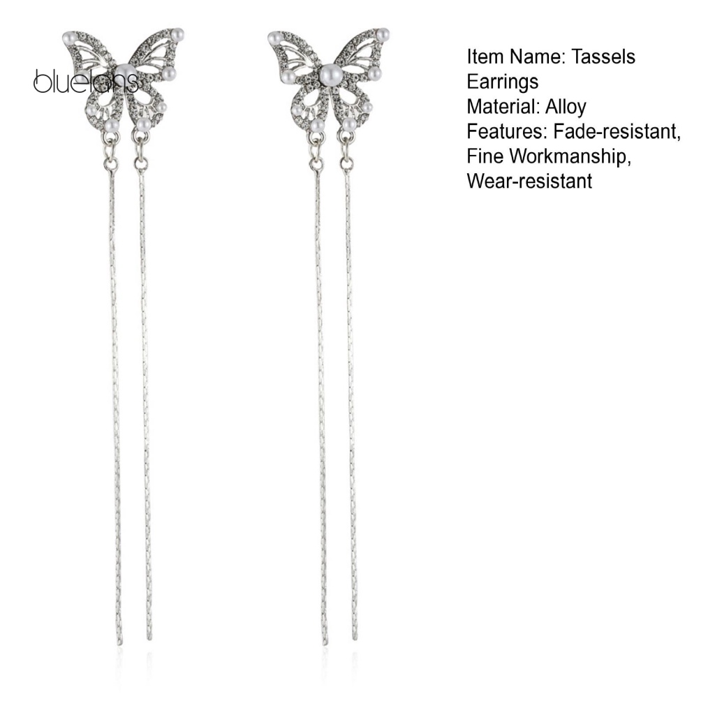 1 Cặp Bông Tai Tua Rua Hình Bướm Lấp Lánh Sang Trọng