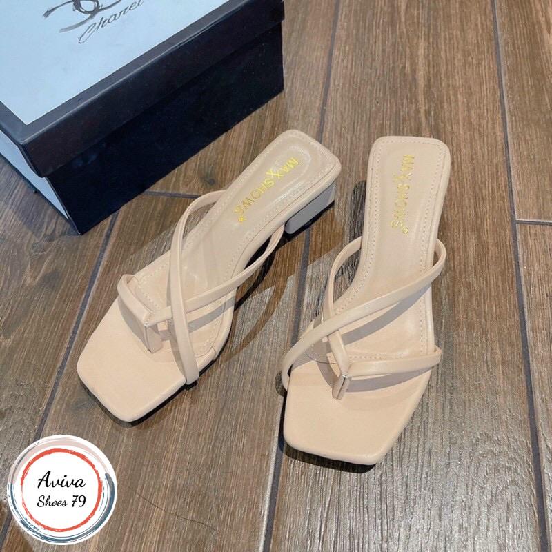 Giày gót Chéo 3cm da mờ gót vuông xinh xắn bền đẹp hót quanh năm.
