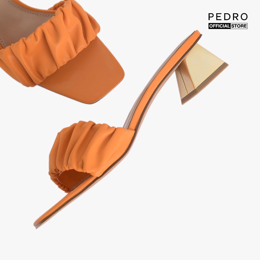 PEDRO - Giày mules cao gót nữ quai ngang hở mũi Ruched PW1-26480061-17
