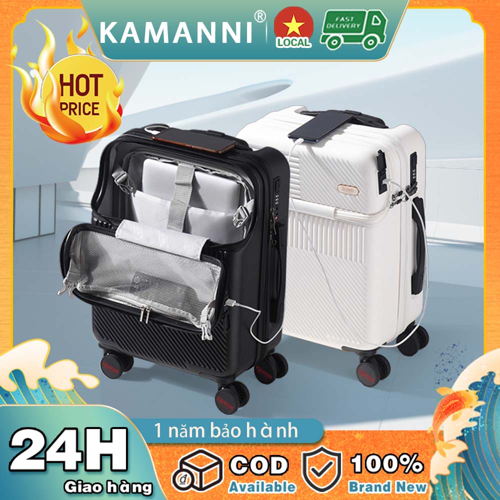 【KAMANNI】Vali du lịch đa năng nhỏ, mở cửa phía trước,USB ổ sạc, va li cao cấp mẫu mới thời trang dành cho Size 20/24inch