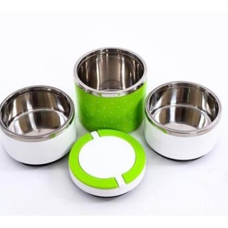 Cặp lồng cơm giữ nhiệt chấm bi ruột INOX