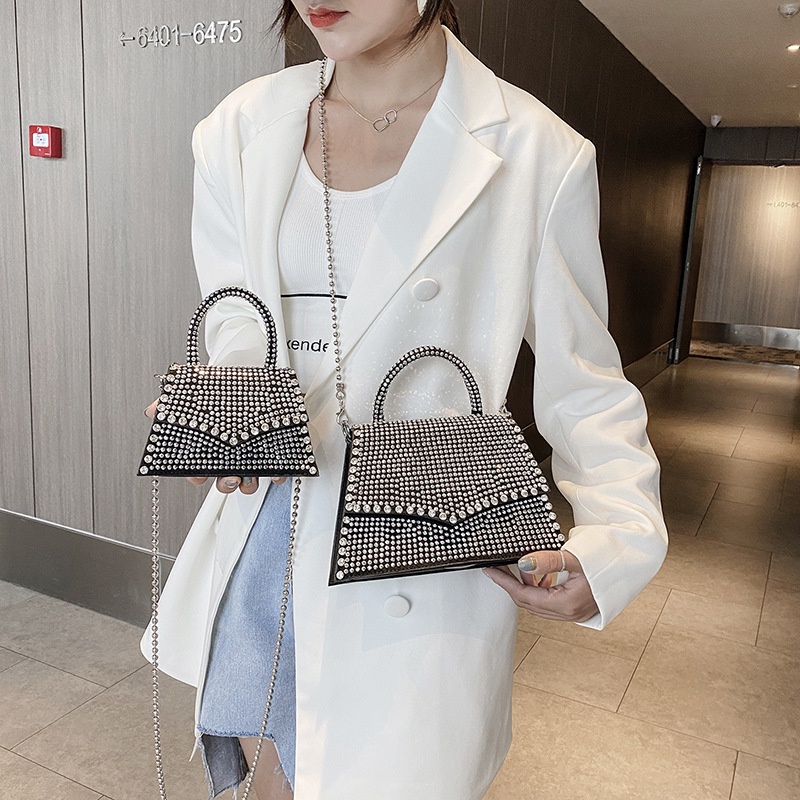 Mischa Túi Đeo Chéo Vai Hình Vuông Cỡ Nhỏ Bằng Da PU Đính Kim Cương Lấp Lánh Thời Trang Dễ Phối Đồ